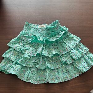 Peek Teal Ruffled Skirt with Colorful Dots
